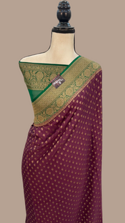 Khaddi Georgette Handloom Banarasi Saree -  Antique zari - The Handlooms