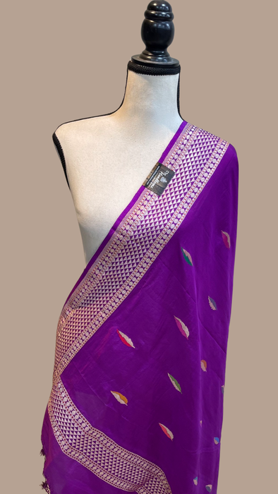 Pure Katan Silk Banarasi Dupatta - With meenakari motifs