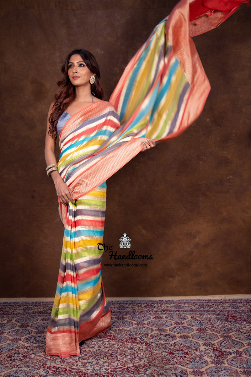 Rangkat Pure Khaddi Georgette Handloom Banarasi Saree - The Handlooms