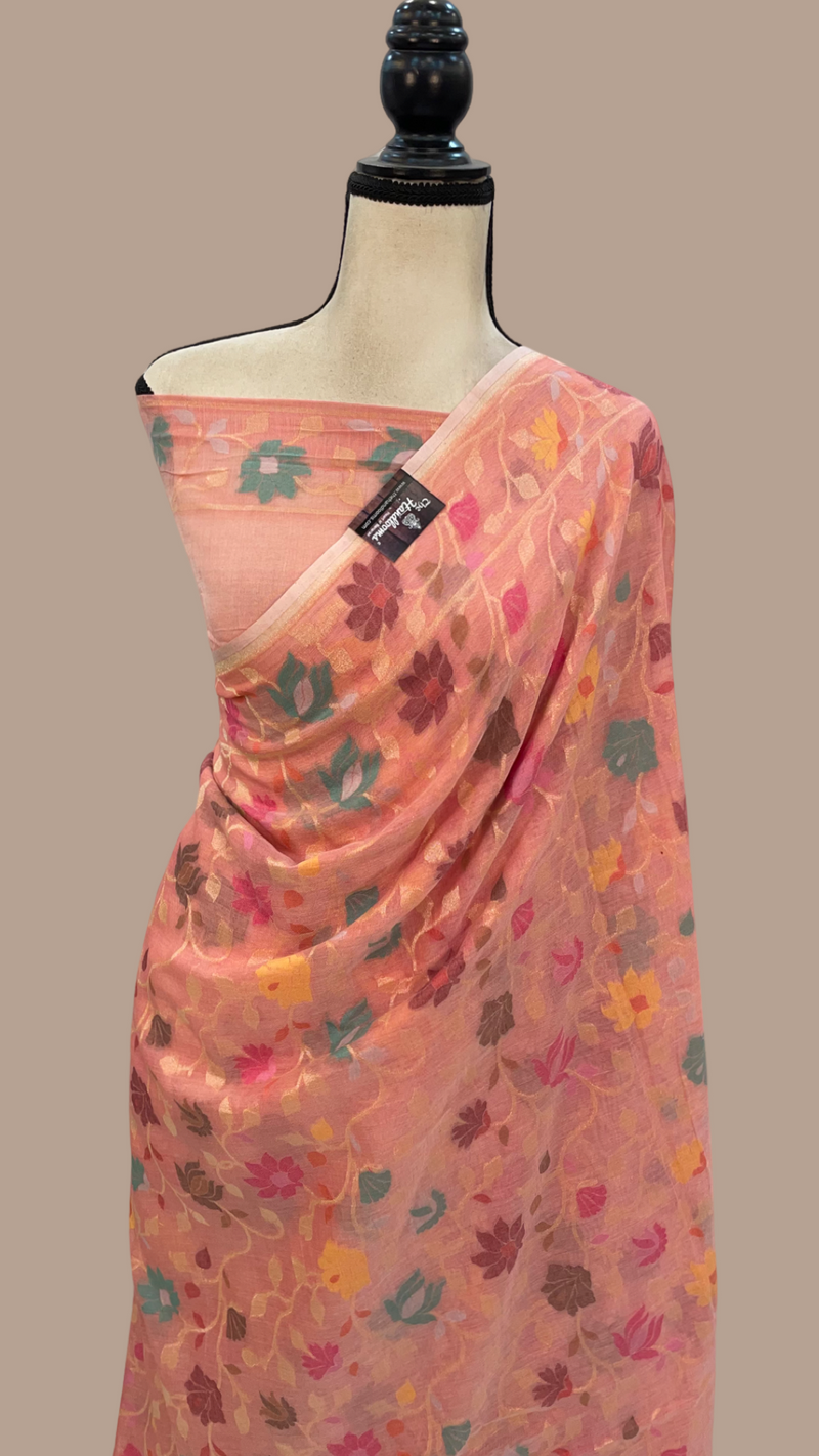 Pure Cotton Jamdani Handloom Banarasi Saree - The Handlooms