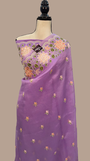 Pure Organza Chikankari Handloom Banarasi Saree - The Handlooms