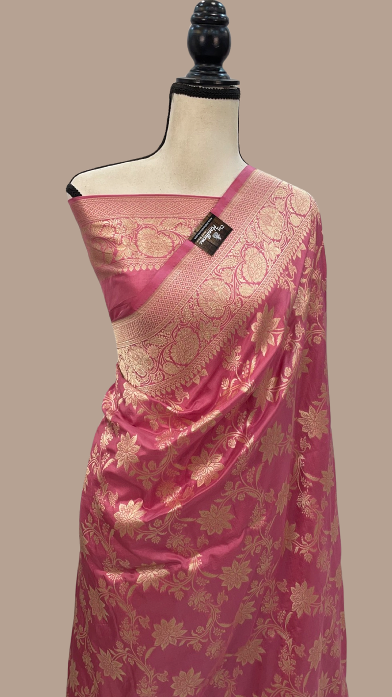 Pure Katan Silk Banarasi Handloom Saree - All Over Jaal Work - The Handlooms
