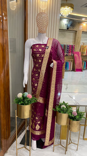 Khaddi Georgette Banarasi Dress material - The Handlooms