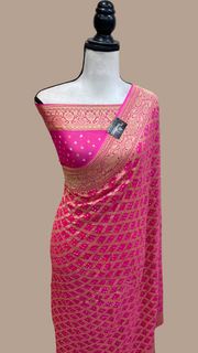 Pure Georgette Banarasi Bandhej Handloom Saree - The Handlooms