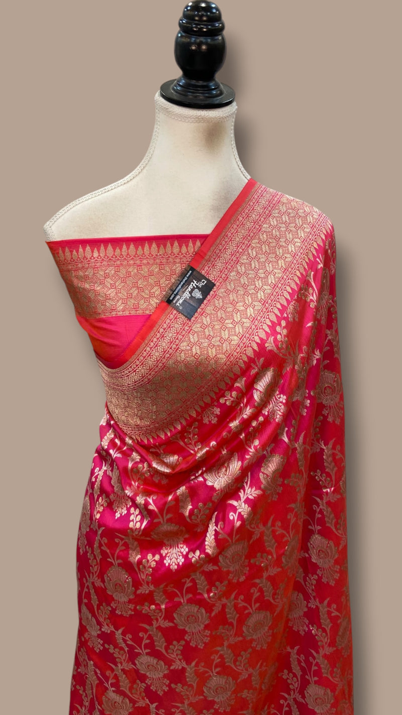 Pure Katan Silk Banarasi Handloom Saree - All Over Sona Roopa Work