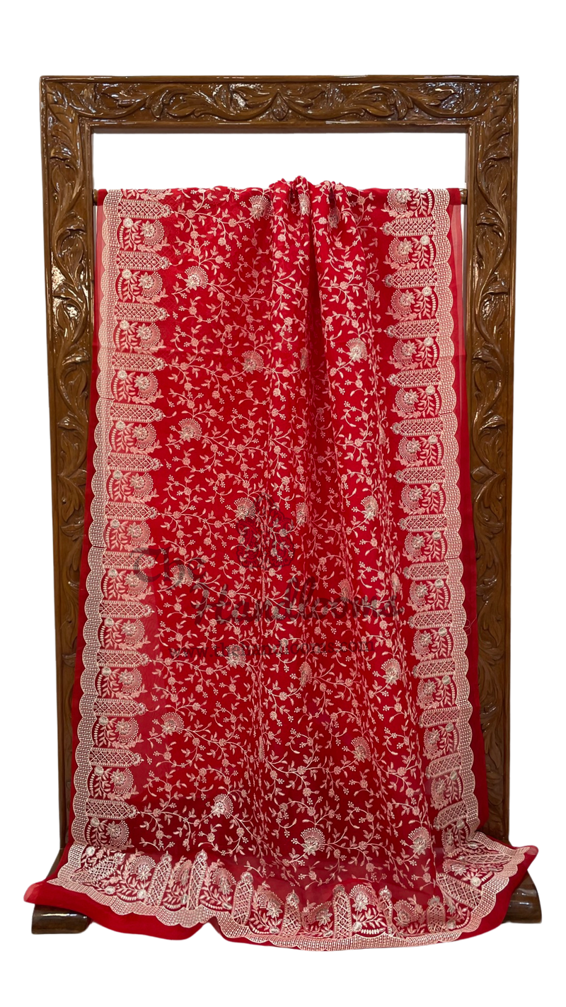 Organza Chikankari Handloom Banarasi Saree - The Handlooms