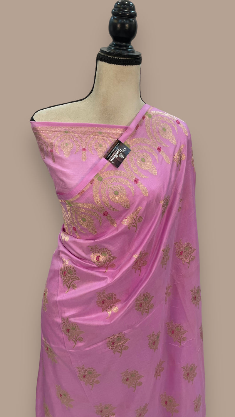 Pure Katan Silk Banarasi Handloom Saree - All over Jaal work - With Meenakari - The Handlooms