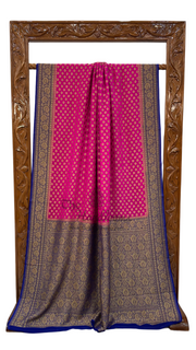 Hot Pink Khaddi Georgette Handloom Banarasi Saree - The Handlooms