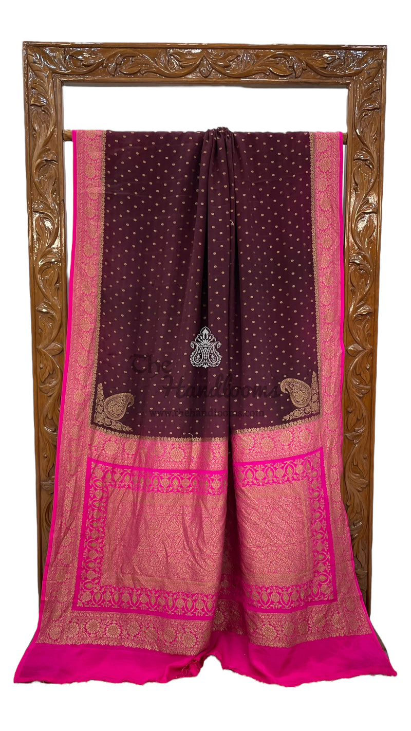Khaddi Crepe Georgette Banarasi Saree -  Antique zari - The Handlooms