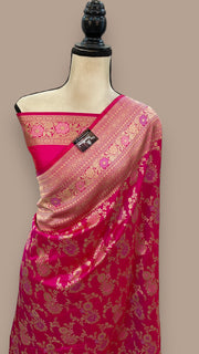 Pure Katan Silk Banarasi Handloom Saree - All over Jaal work with Meenakari - The Handlooms