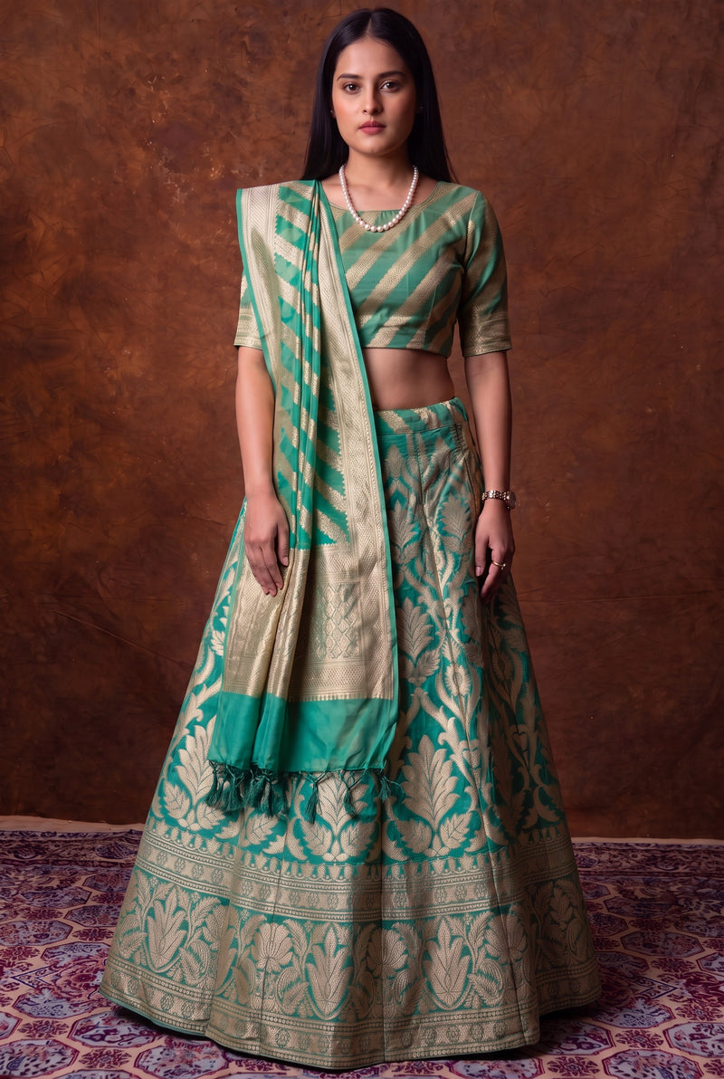 Pure Khaddi Georgette Handloom Banarasi Lehenga