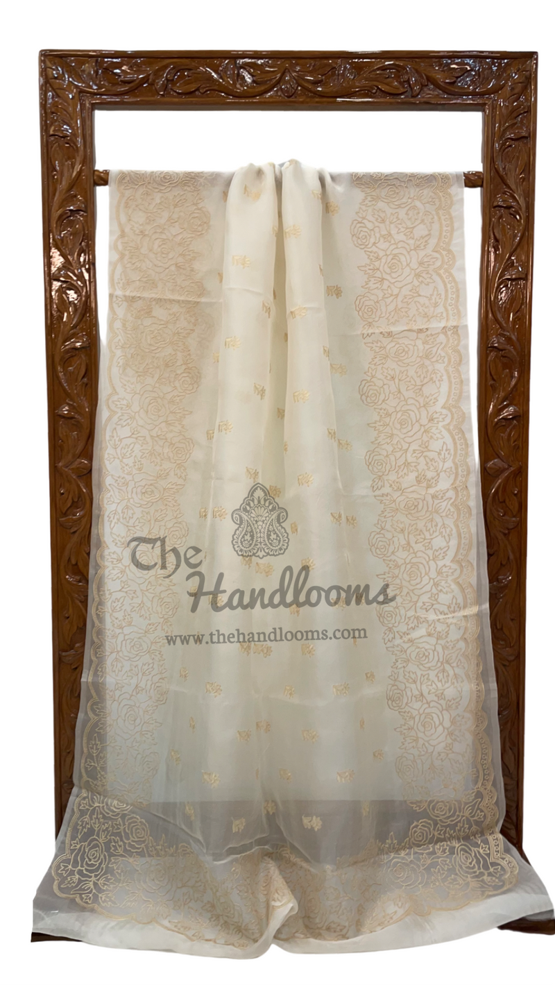 Organza Chikankari Handloom Banarasi Saree - The Handlooms