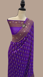 Khaddi Georgette Banarasi Saree -  Antique Roopa zari - The Handlooms