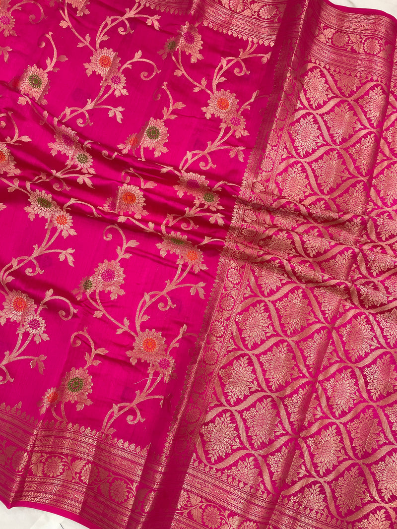 Pure Dupion Silk Banarasi Saree - Gold Zari - The Handlooms