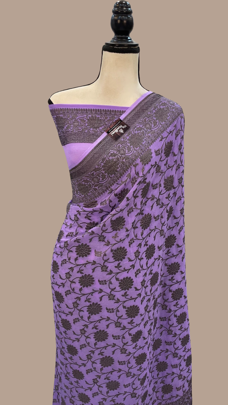 Khaddi Georgette Banarasi Saree -  Antique zari - The Handlooms