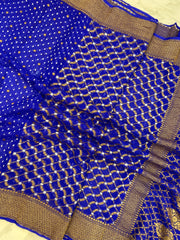 Khaddi Georgette Banarasi Saree -  Antique Roopa zari - The Handlooms