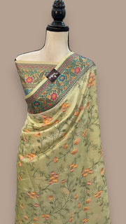 Tussar Silk Handloom Banarasi Saree With Chikankari - The Handlooms