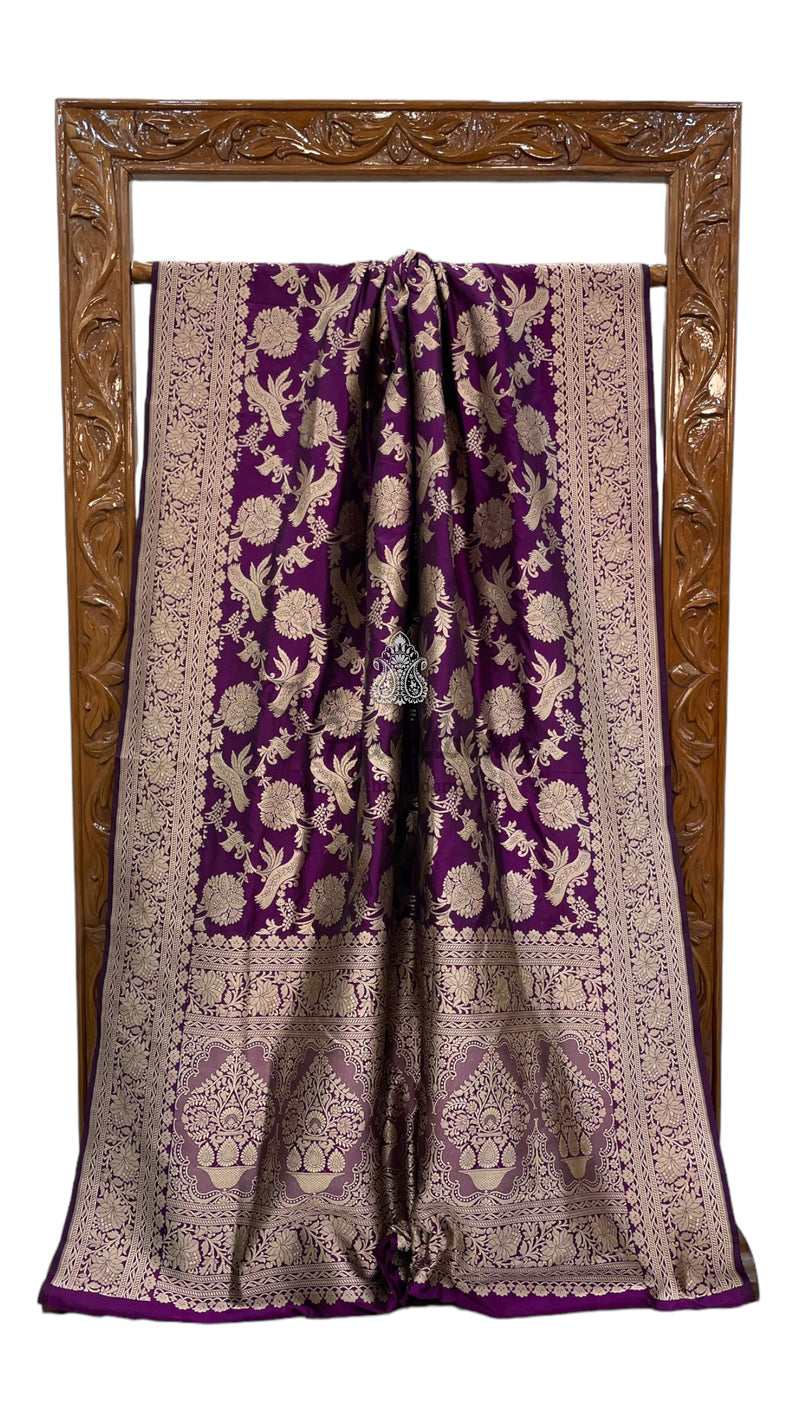 Pure Katan Silk Banarasi Handloom Saree - All Over Jaal Work - The Handlooms