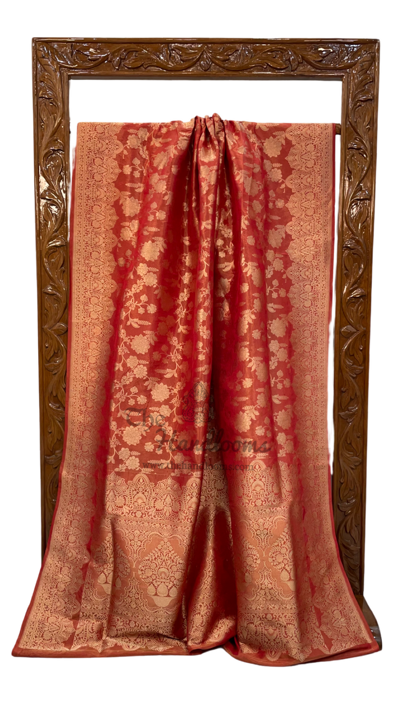 Pure Tissue Katan Silk Banarasi Handloom Saree - All over Jaal work - The Handlooms