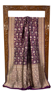 Pure Katan Silk Banarasi Handloom Saree - All over Sona Roopa Jaal work - The Handlooms