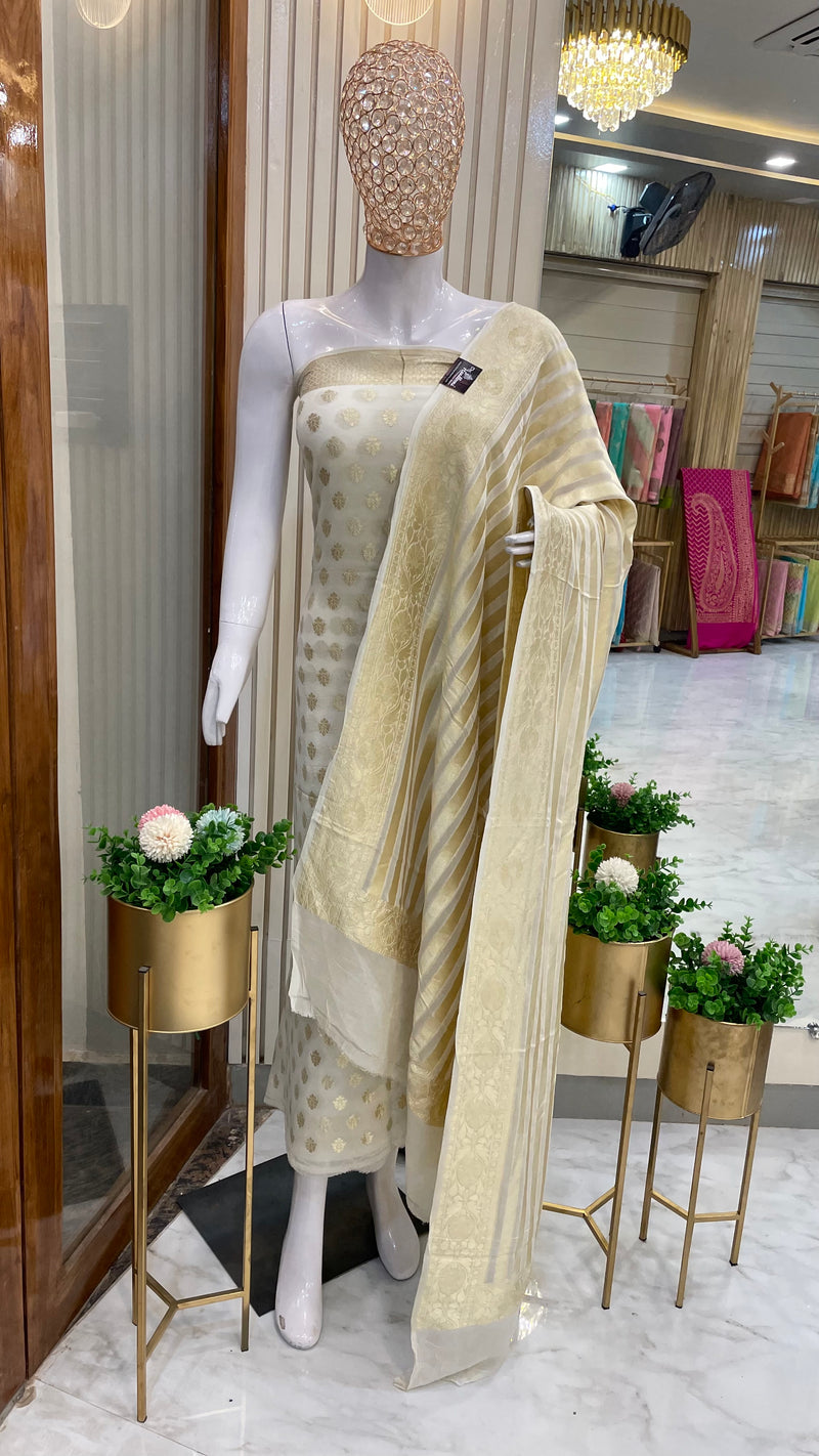 Khaddi Georgette Handlooms Banarasi Dress material - The Handlooms