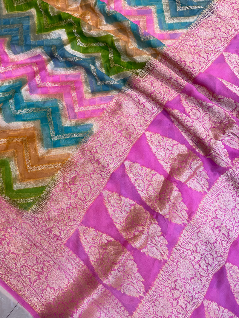Rangkat Pure Chiffon Khaddi Banarasi Saree - The Handlooms