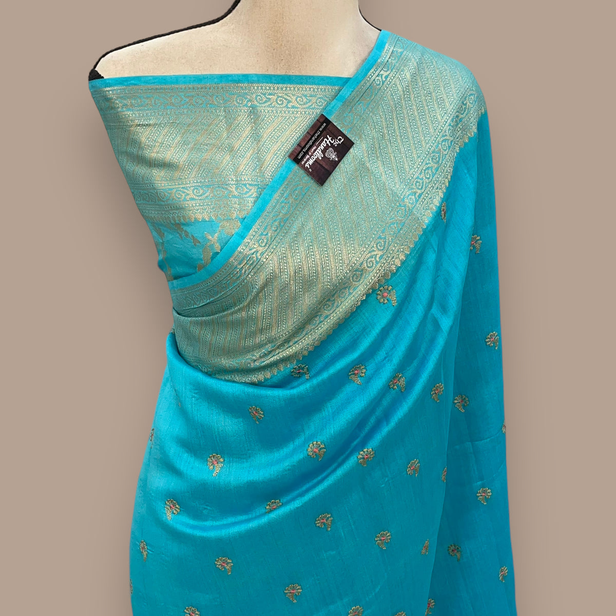 Pure Chiniya Silk Handloom Banarasi Saree with Chikankari