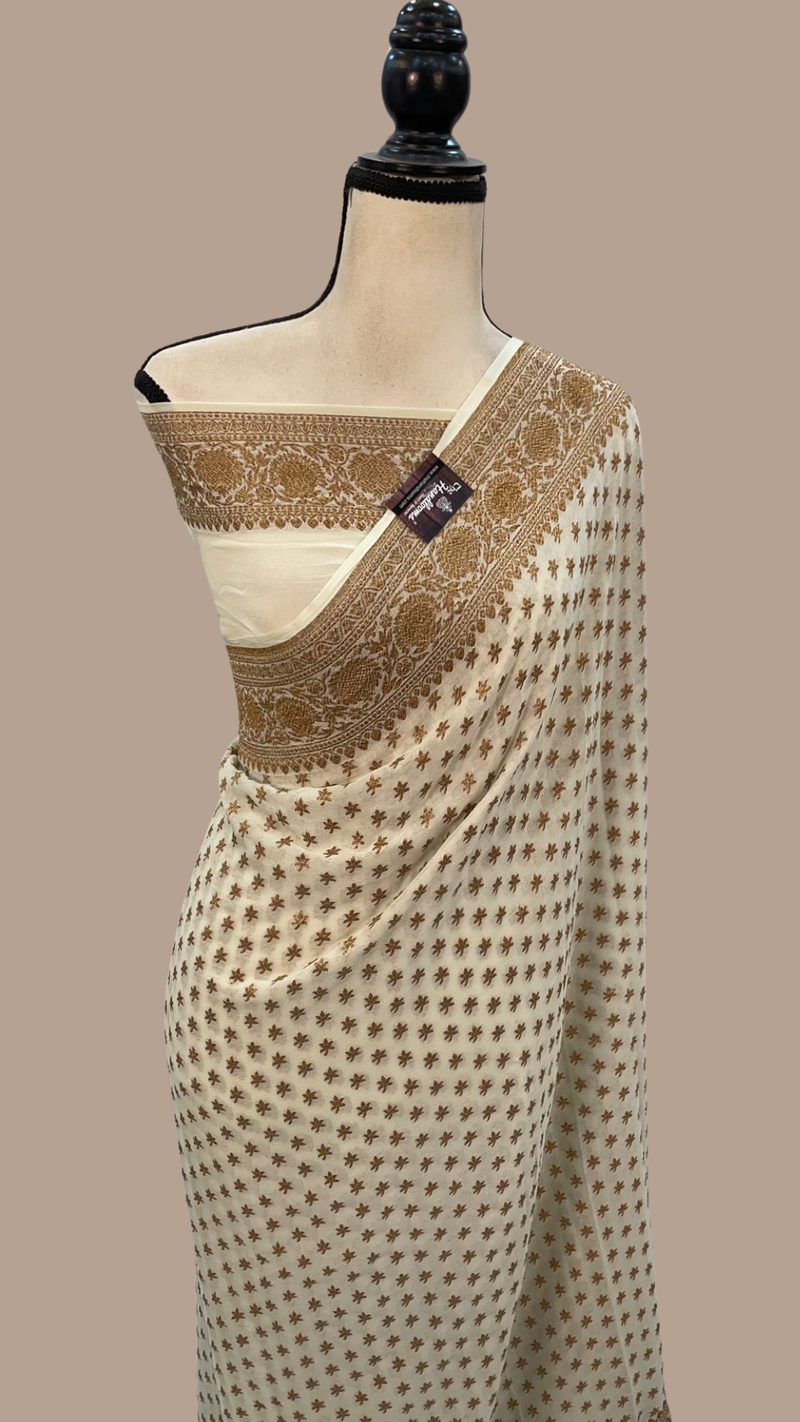 Khaddi Georgette Banarasi Saree -  Antique zari - The Handlooms