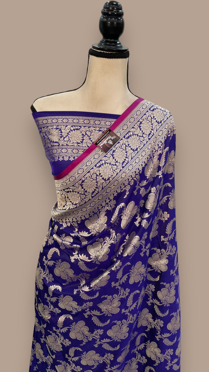 Pure Katan Silk Banarasi Handloom Saree - All Over Jaal Work - The Handlooms