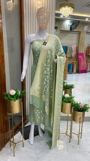 Khaddi Georgette Handlooms Banarasi Dress material - The Handlooms