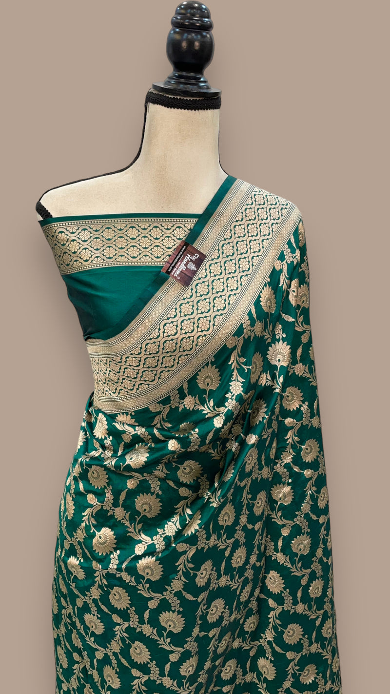 Pure Katan Silk Banarasi Handloom Saree - All over Jaal work - The Handlooms