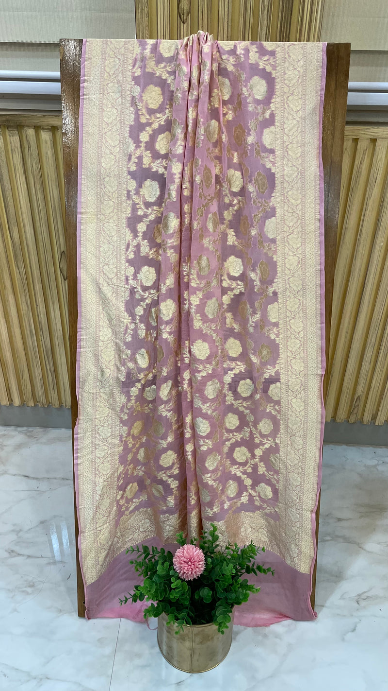 Pure Khaddi Georgette Dupatta - water zari - The Handlooms