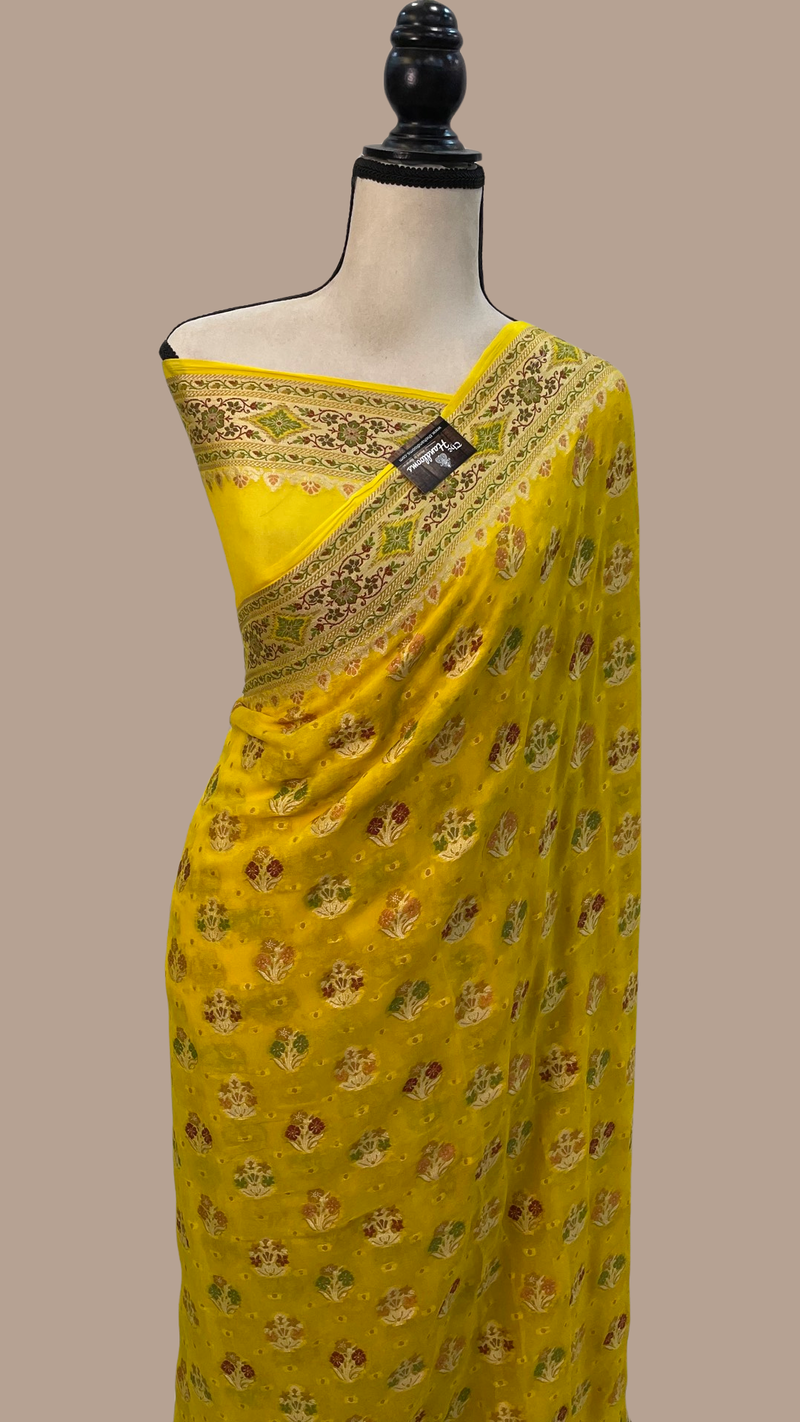 Pure Chiffon Khaddi Banarasi Saree - The Handlooms