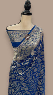 Pure Katan Silk Banarasi Handloom Saree - All Over Jaal Work - The Handlooms