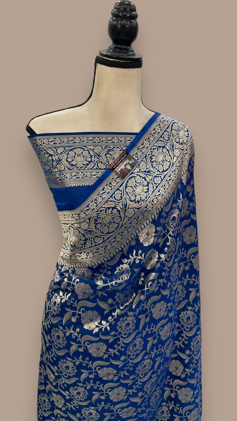 Pure Katan Silk Banarasi Handloom Saree - All Over Jaal Work - The Handlooms