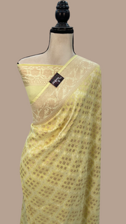 Pure Khaddi Georgette Handloom Banarasi Saree - All over sona roopa Jaal Work - The Handlooms