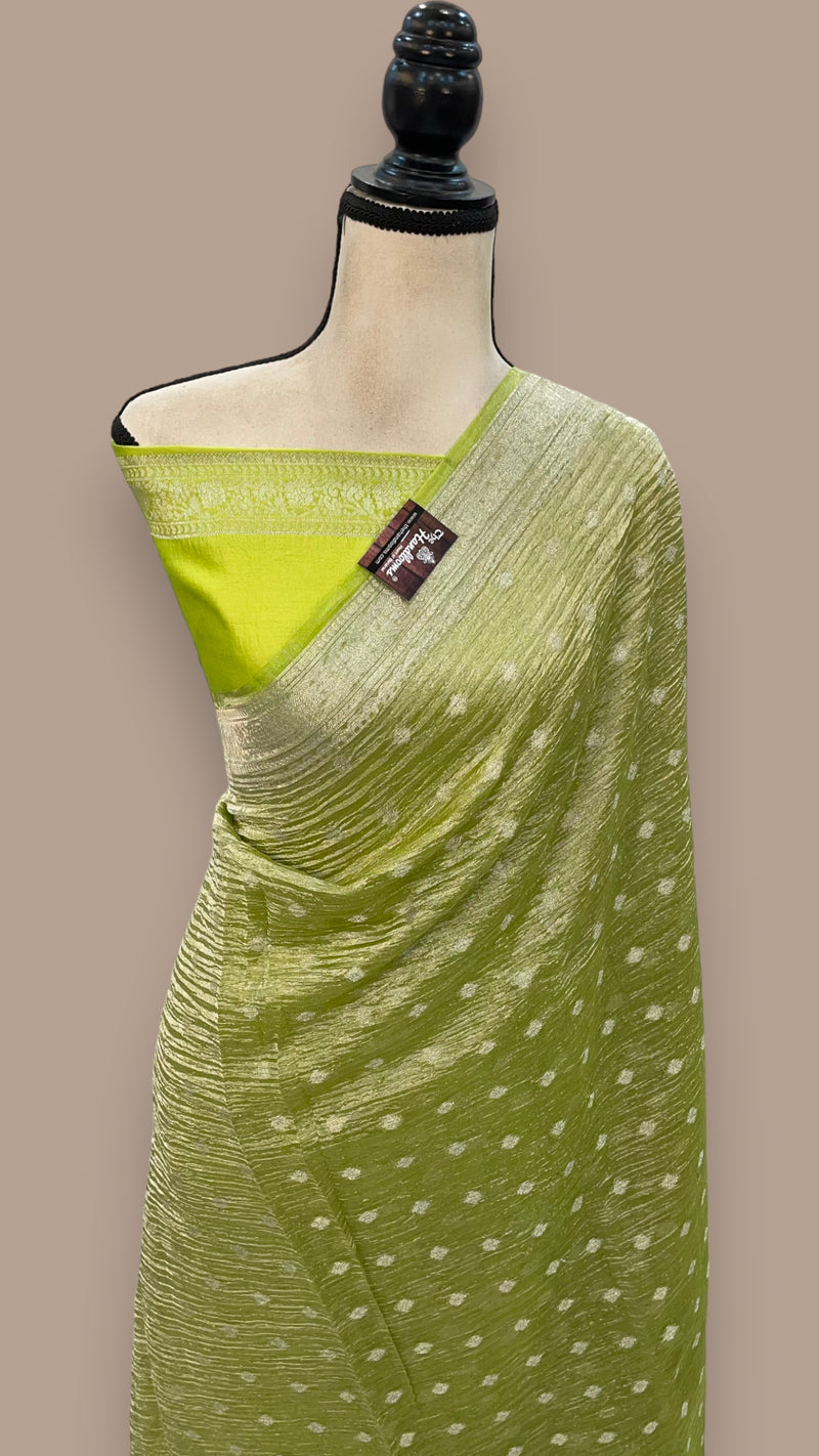 Pure Kora Tissue Crush Handloom Banarasi Saree - The Handlooms