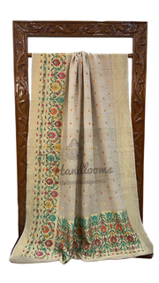 Pure Tussar Georgette Handloom Banarasi Saree - All over Jaal Work with meenakari - The Handlooms