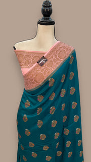 Moonga Georgette Handloom Banarasi Saree - The Handlooms