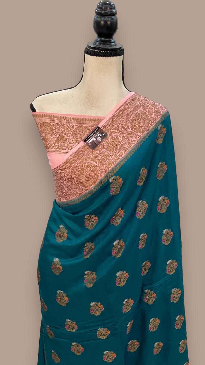 Moonga Georgette Handloom Banarasi Saree - The Handlooms