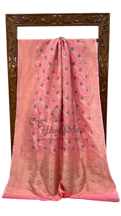 Pure Katan Silk Banarasi Handloom Saree - All over Jaal work - With Meenakari