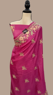 Tussar Silk Handloom Banarasi Saree With Chikankari - The Handlooms