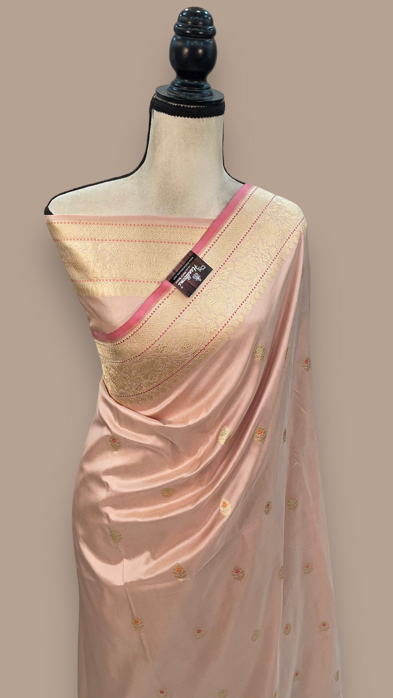 Pure Katan Silk Banarasi Handloom Saree - All over Kadua motifs With Meenakari - The Handlooms