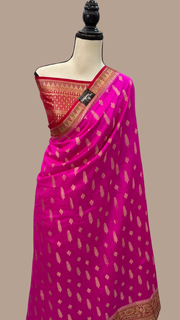 Pure Dupion Silk Banarasi Saree - Gold Zari - The Handlooms