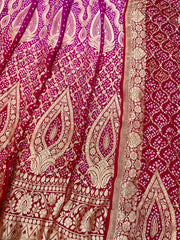 Pure Khaddi Georgette Bandhani Handloom Banarasi Lehenga - The Handlooms