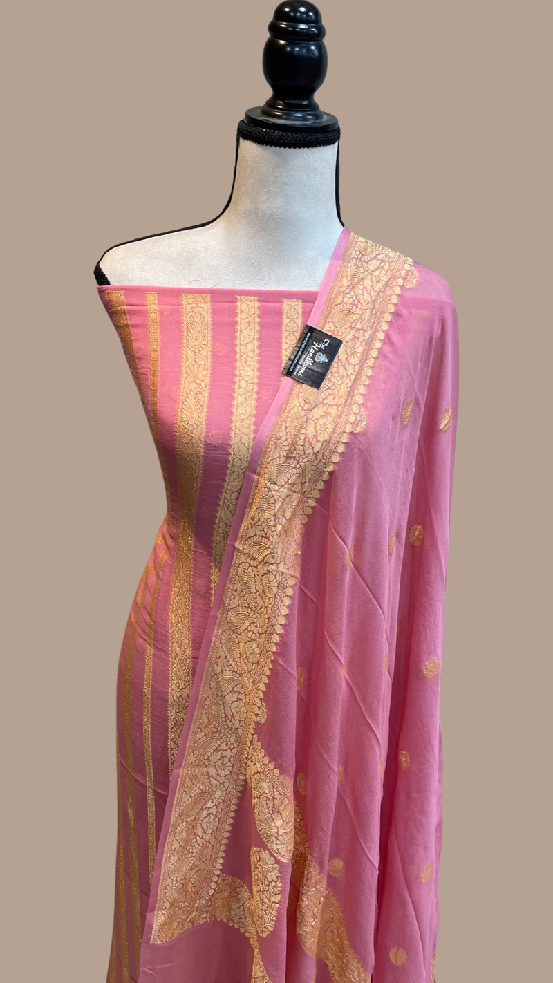 Pure Khaddi Georgette Banarasi Dress material - The Handlooms