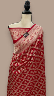 Pure Katan Silk Banarasi Handloom Saree - All Over Jaal Work - The Handlooms