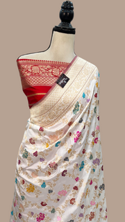 Ektara Pure Katan Silk Banarasi Handloom Saree - All over kadiyal Jaal work - The Handlooms