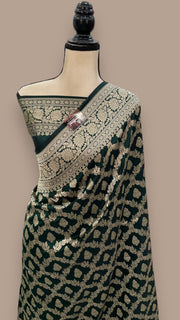 Pure Katan Silk Banarasi Handloom Saree - All Over Jaal Work - The Handlooms