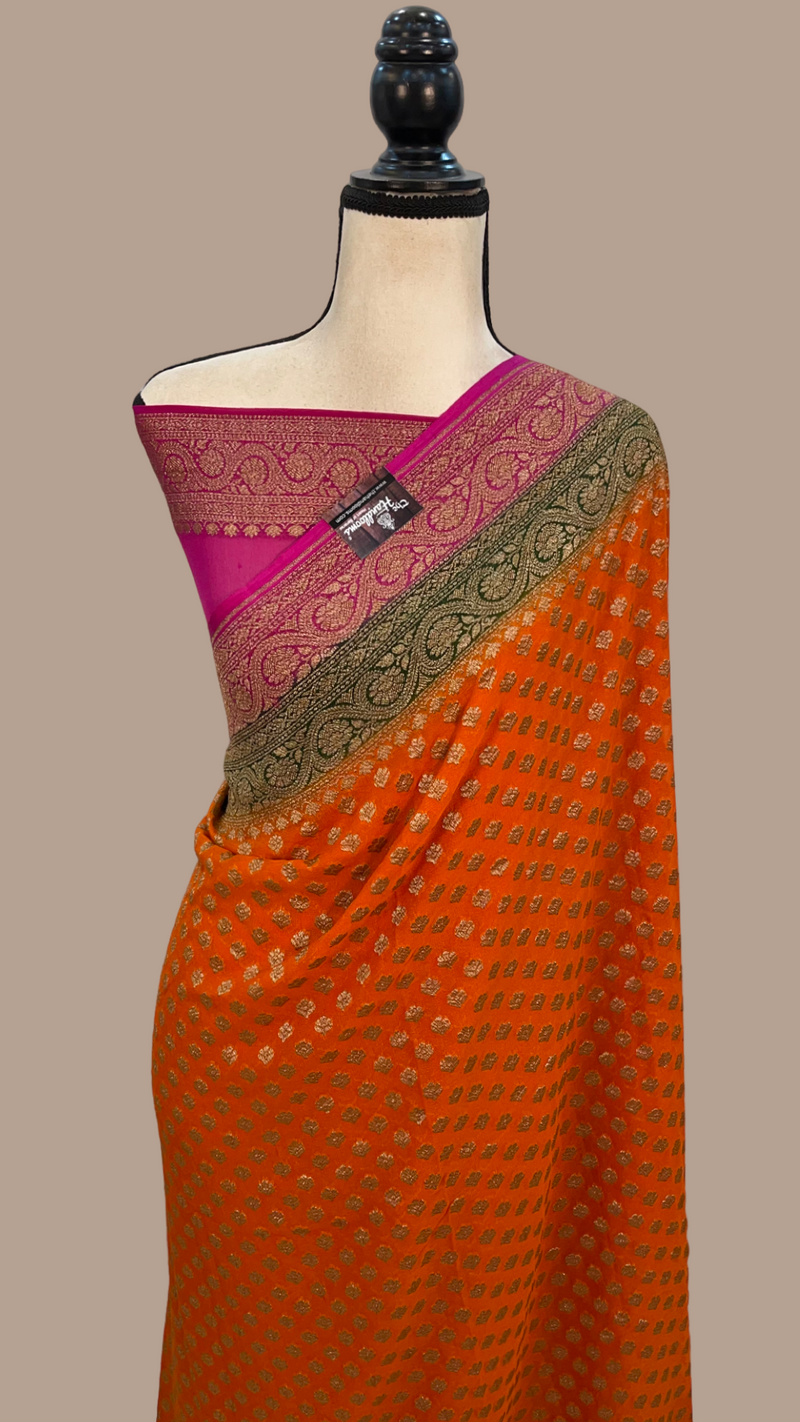 Khaddi Georgette Banarasi Saree -  Antique zari - The Handlooms